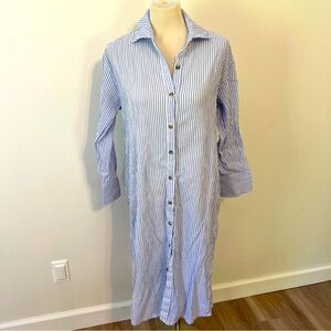 H&M Blue & White Stripe Button-Down Shirt Dress – Size XS
